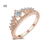 2017 New Fashion Gold Pretty Crown Lady Crystal Ring Princess Ring