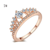 2017 New Fashion Gold Pretty Crown Lady Crystal Ring Princess Ring