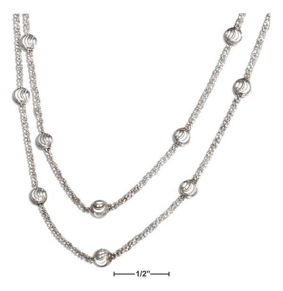 Sterling Silver 16 to 18" Double Graduated Strand Popcorn Beaded Necklace