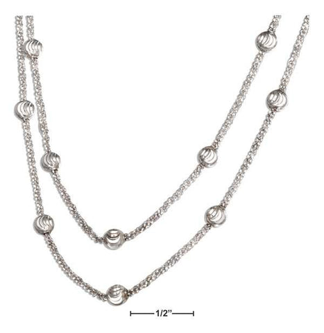 Sterling Silver 16 to 18" Double Graduated Strand Popcorn Beaded Necklace