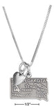 Sterling Silver 18" South Dakota State Pendant Necklace with Heart Charm